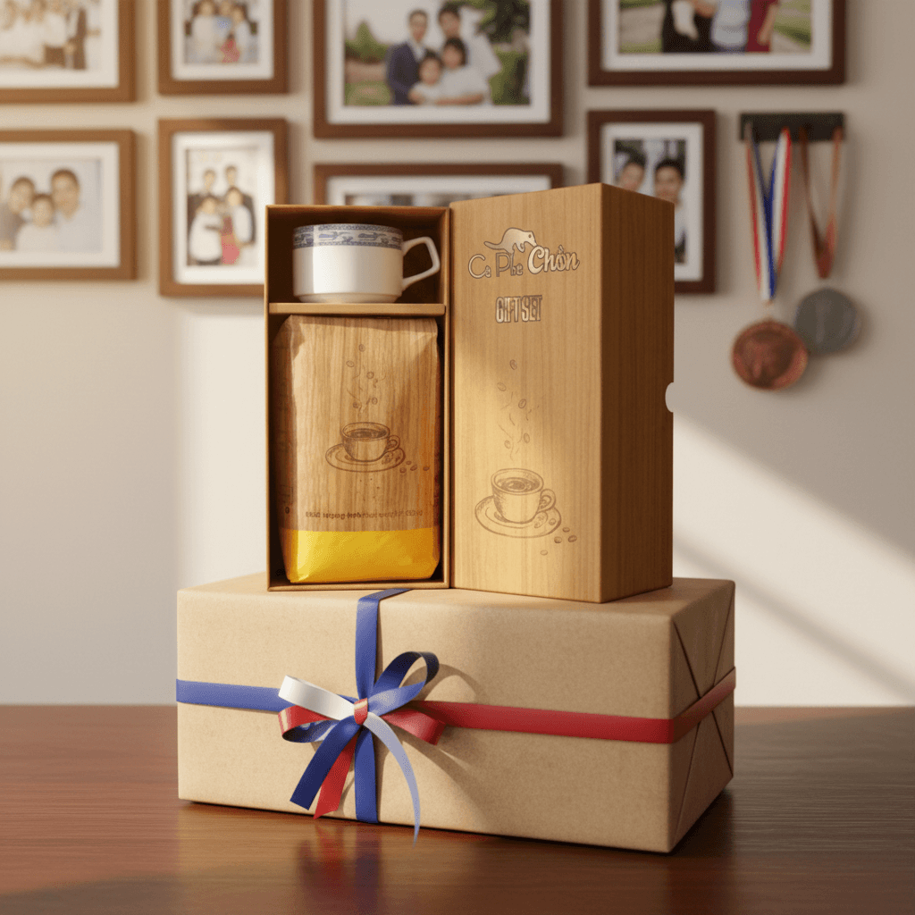 Premium Weasel Coffee Gift Set 500g Elegant Wood Box