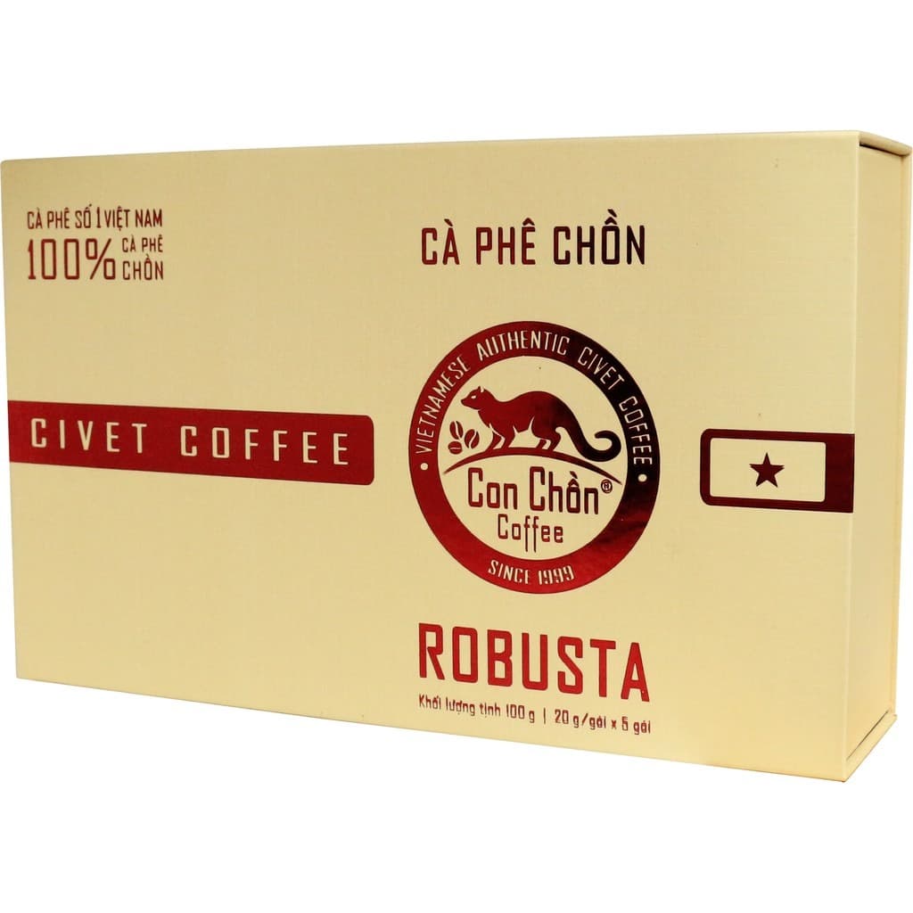 Robusta Weasel (Civet) Coffee – 5 × 20g Gift Box (100g total) – Bold & Smooth